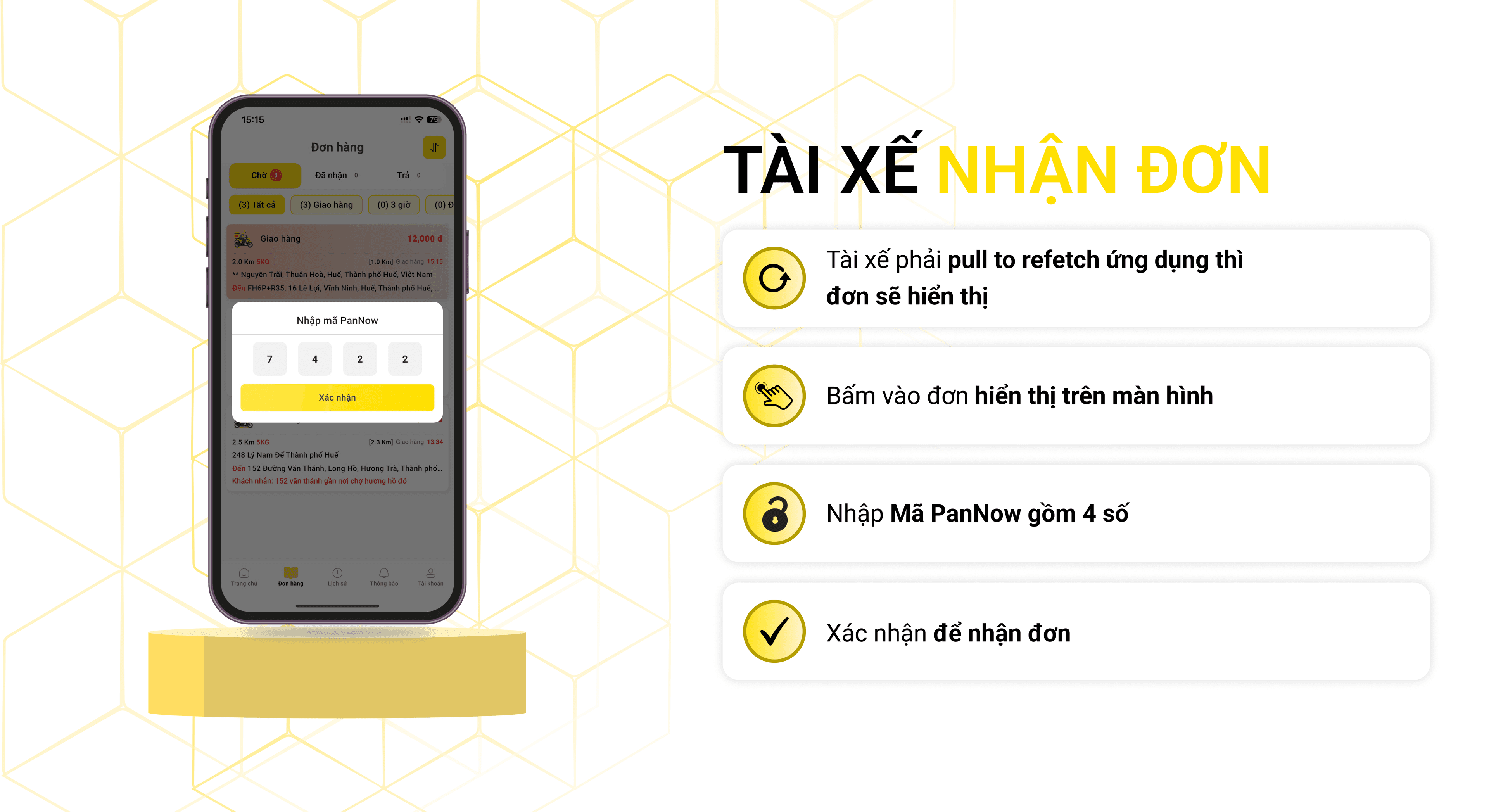 Tài xế nhận đơn